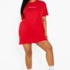 Plus T-Shirt-Kleid Mit Honey-Print -Plus Jane Stil Geschaft pzz62687 red xl