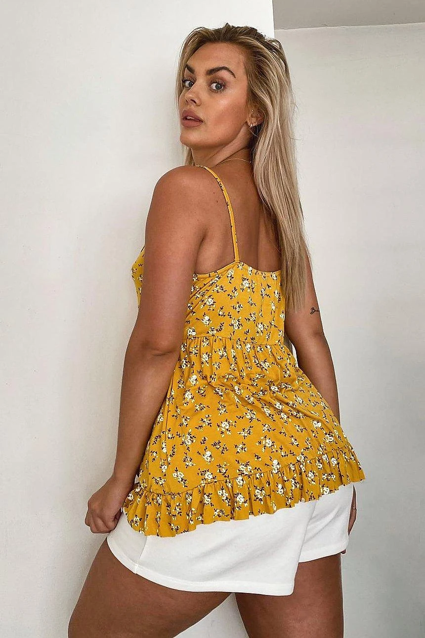 Plus Florales Gestuftes Smok-Trägertop 4 Plus Florales Gestuftes Smok-Trägertop – Bild 2