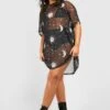 Plus Mesh T-Shirt-Kleid Mit Sonne & Mond Print -Plus Jane Stil Geschaft pzz64910 black xl