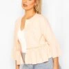 Plus Kragenloser Rüschen-Blazer 2 Plus Kragenloser Rüschen-Blazer -Plus Jane Stil Geschaft pzz65673 blush xl