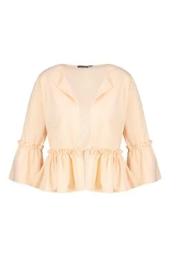 Plus Kragenloser Rüschen-Blazer 8 Plus Kragenloser Rüschen-Blazer -Plus Jane Stil Geschaft pzz65673 blush xl 2