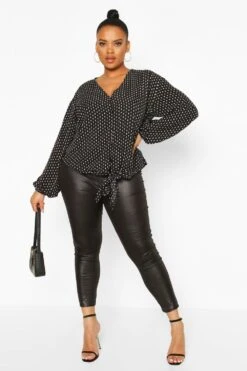 Plus Geschnürte Bluse Mti Print -Plus Jane Stil Geschaft pzz66135 khaki xl 3