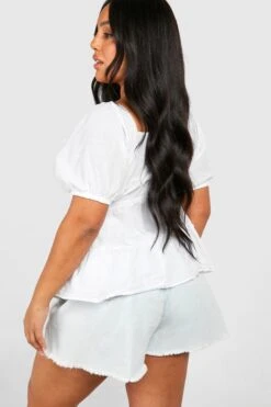 Plus Kitteloberteil Mit Lochmuster -Plus Jane Stil Geschaft pzz66530 white xl 1