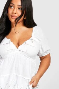 Plus Kitteloberteil Mit Lochmuster -Plus Jane Stil Geschaft pzz66530 white xl 3