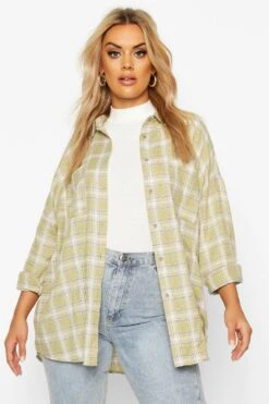 Plus Kariertes Oversize Boyfriend-Hemd