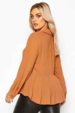 Plus Schößchen-Hemd Mit Knopf-Detail -Plus Jane Stil Geschaft pzz68175 chocolate xl 1