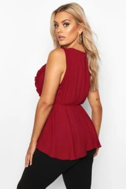 Plus ärmelloses Rüschen-Top Mit Tiefem Ausschnitt -Plus Jane Stil Geschaft pzz69105 navy xl 1