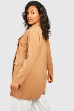 Plus Boyfriend-Blazer Mit Taschen-Detail -Plus Jane Stil Geschaft pzz69904 camel xl 1