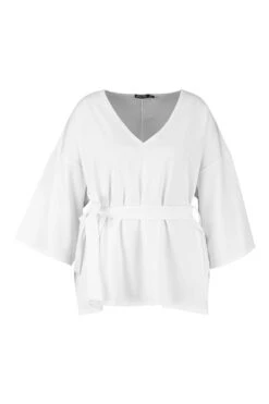Plus Geschnürtes Oberteil Mit Kimono-Ärmeln -Plus Jane Stil Geschaft pzz70387 ivory xl 2