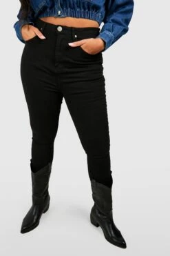 Plus Skinny Jeans Mit Hohem Bund -Plus Jane Stil Geschaft pzz75585 black xl 3