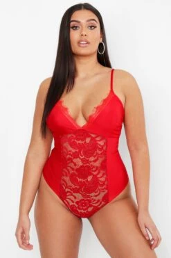 Plus Body Aus Satin Und Spitze