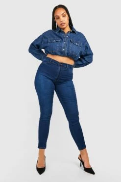 Plus Power Stretch Jeans Mit Super Hohem Bund -Plus Jane Stil Geschaft pzz78680 mid20blue xl 2
