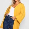 Plus Duster-Mantel Mit Kimono-Ärmeln -Plus Jane Stil Geschaft pzz79102 mustard xl
