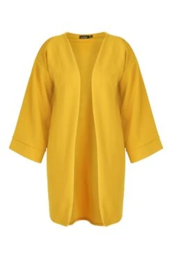 Plus Duster-Mantel Mit Kimono-Ärmeln -Plus Jane Stil Geschaft pzz79102 mustard xl 2