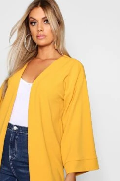 Plus Duster-Mantel Mit Kimono-Ärmeln -Plus Jane Stil Geschaft pzz79102 mustard xl 3