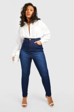 Plus Skinny Jeans Mit Hohem Bund Und 5-Taschen