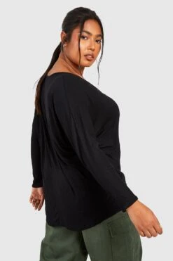 Plus Langärmliges Basic T-Shirt 7 Plus Langärmliges Basic T-Shirt -Plus Jane Stil Geschaft pzz92506 black xl 1