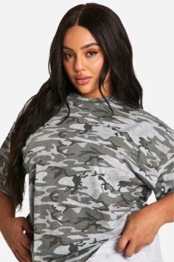 Plus Oversize Camouflage T-Shirt 9 Plus Oversize Camouflage T-Shirt -Plus Jane Stil Geschaft pzz94597 multi xl 3